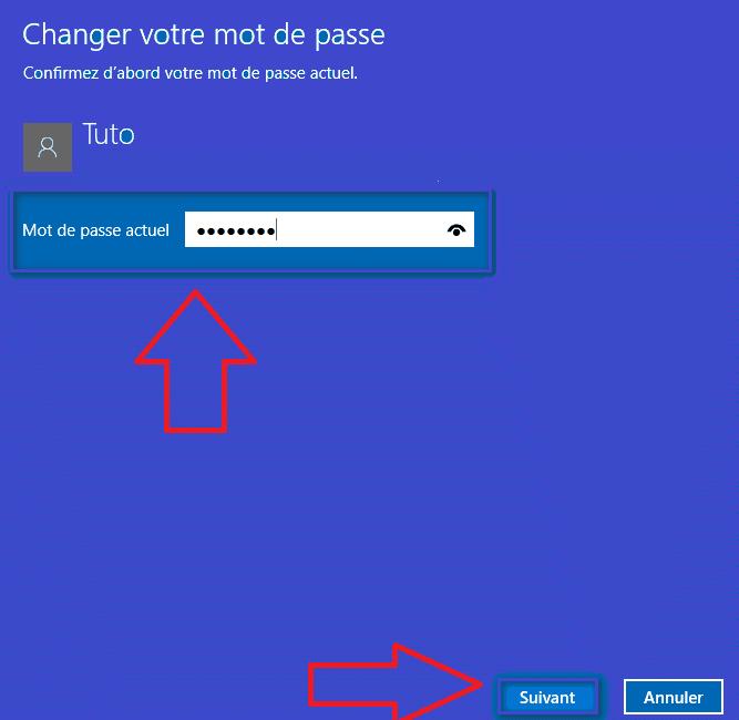 sélectionnant Suivant pour enlever mot de passe windows 10