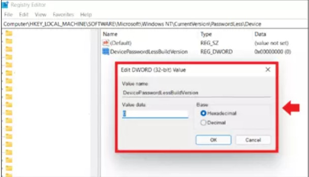 désactiver la connexion par mot de passe dans le registre de Windows