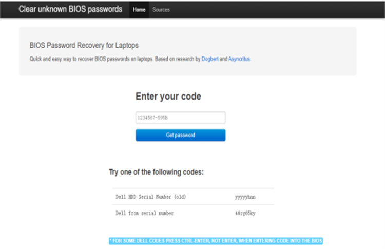 bios password recovery for laptops