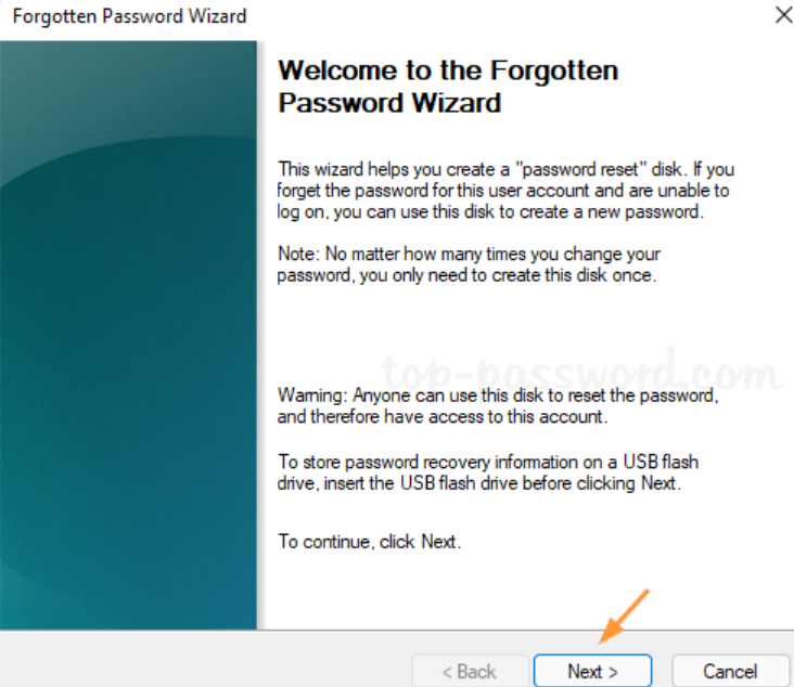 Insérez une clé USB, cliquez sur Suivant