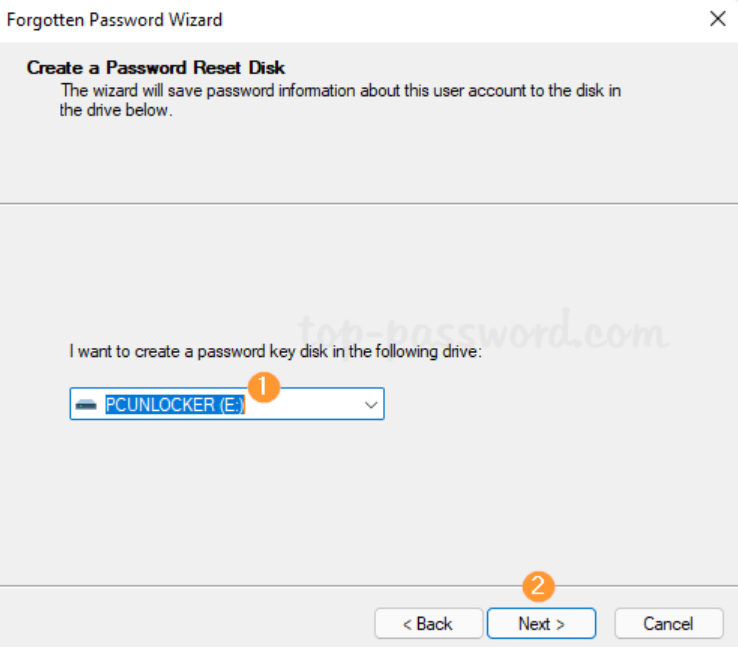 Sélectionnez USB, cliquez sur Suivant pour continuer
