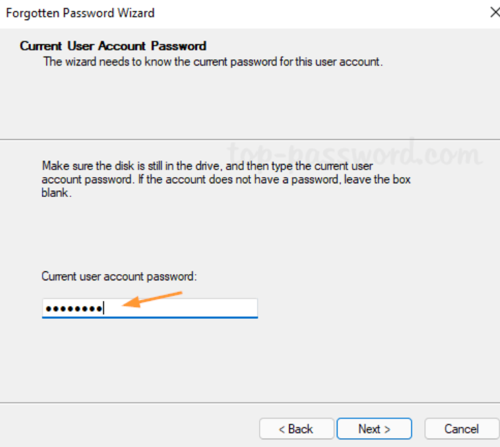 Saisissez le mot de passe, cliquez 'Suivant