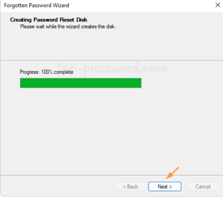  Cliquez 'Suivant' après progression à 100%