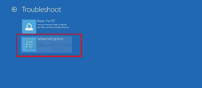 sélectionnez Options avancées