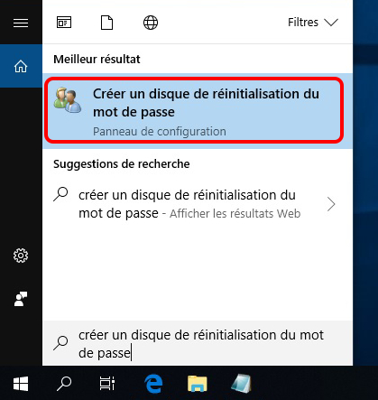Créer un disque de réinitialisation de mot de passe