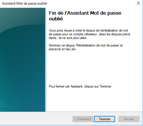 cliquer sur Terminer