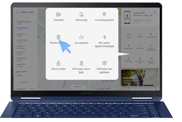 Réinitialisation de la tablette Samsung avec Find my mobile
