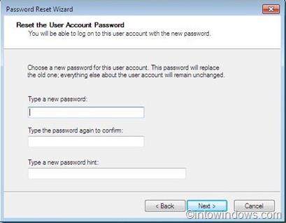 saisir un nouveau mot de passe
