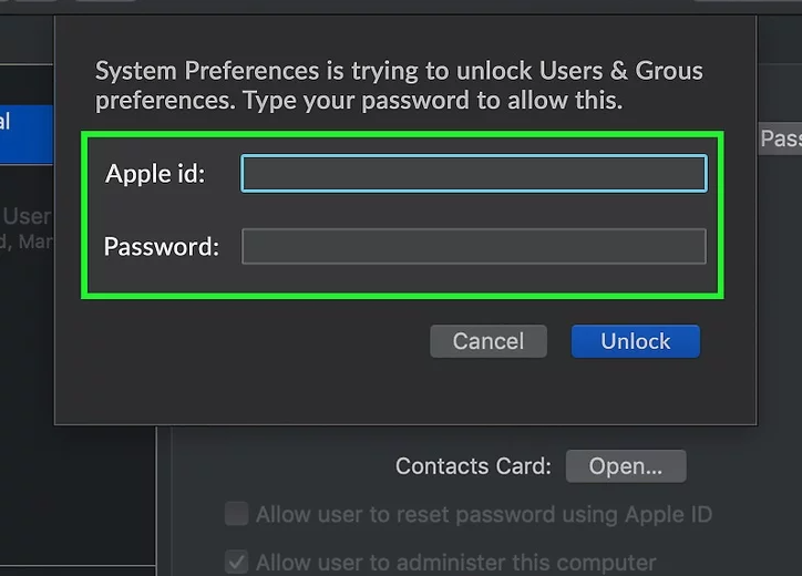 Saisissez votre identifiant Apple)