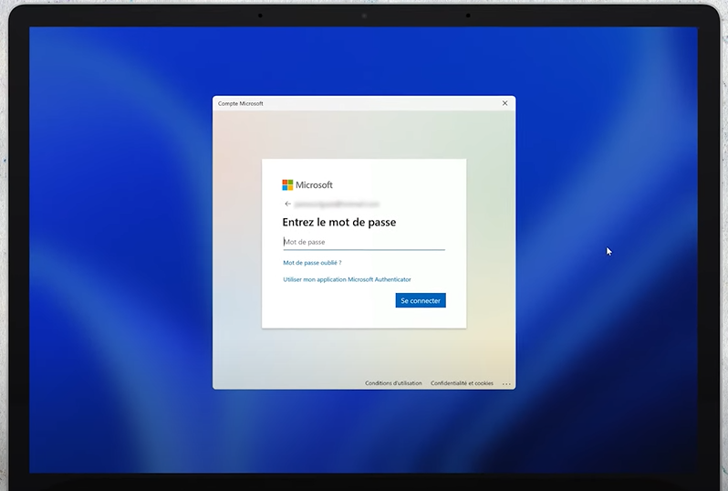 Entrez votre compte Microsoft