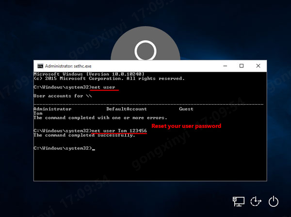 Réinitialiser le mot de passe Windows