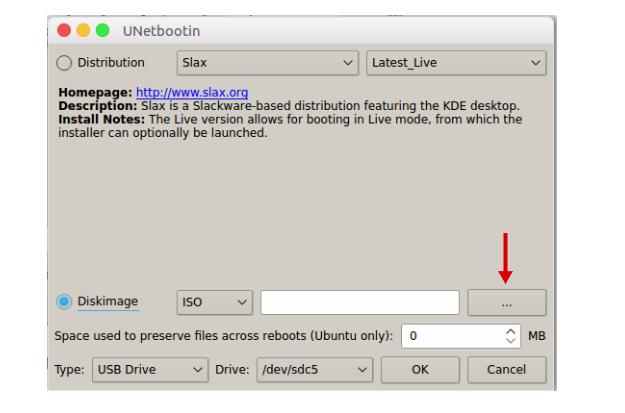 sélectionner le fichier ISO pour la clé USB bootable