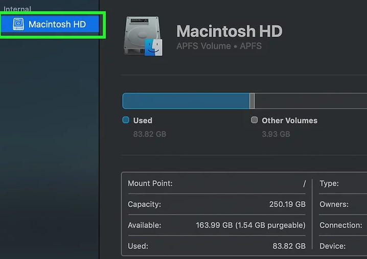 Sélectionnez le disque sur lequel est installé macOS)