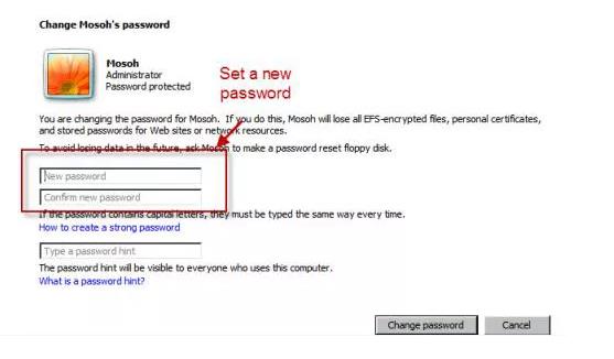 Modifier le mot de passe Windows 7