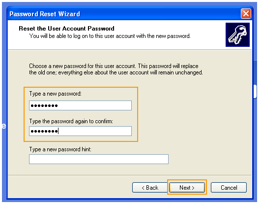 Définir un nouveau mot de passe Windows X