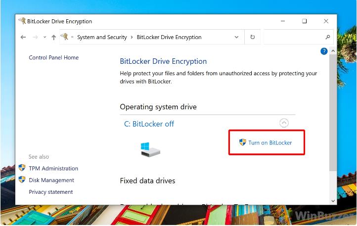 sélectionner l'option BitLocker Key Recovery