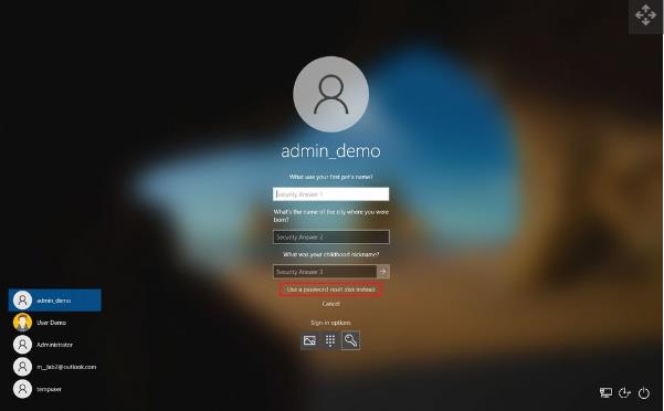 Utiliser le disque de réinitialisation du mot de passe