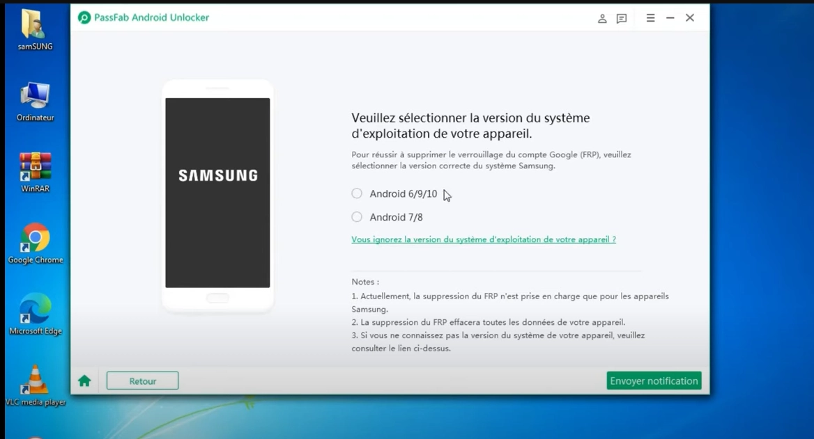 Choisisez la version Android