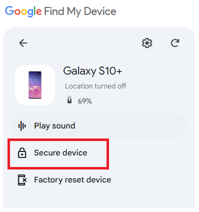 Cliquez sur Sécuriser l’appareil