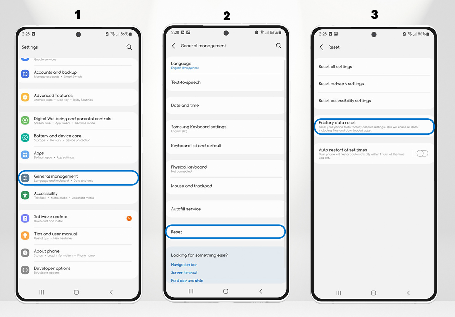 Réinitialisation d'Usine du Téléphone pour déverrouiller Samsung