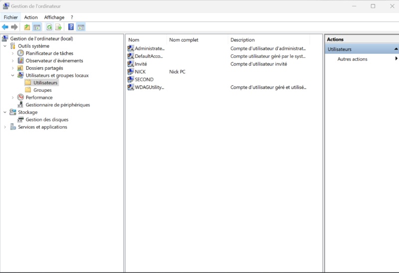 cliquer sur ‘’Utilisateurs