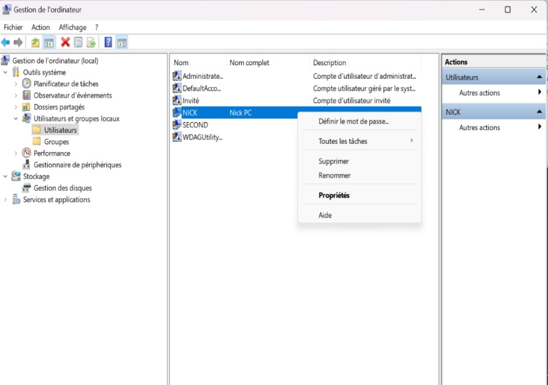 Definir le mot de passe