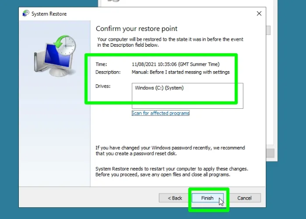Cliquez sur Terminer