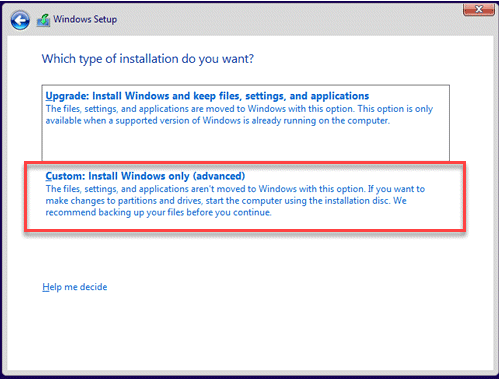 Installer uniquement Windows