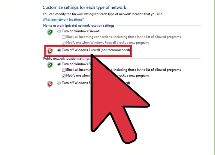 désactiver le pare-feu