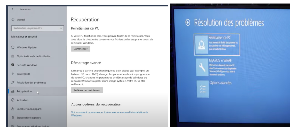 Réinitialiser ordinateur
