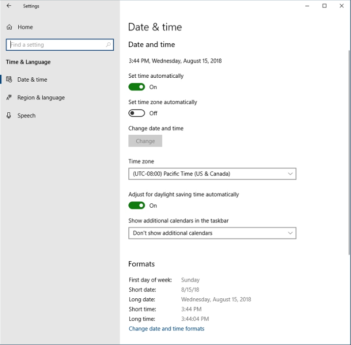les parametres de date et dheure