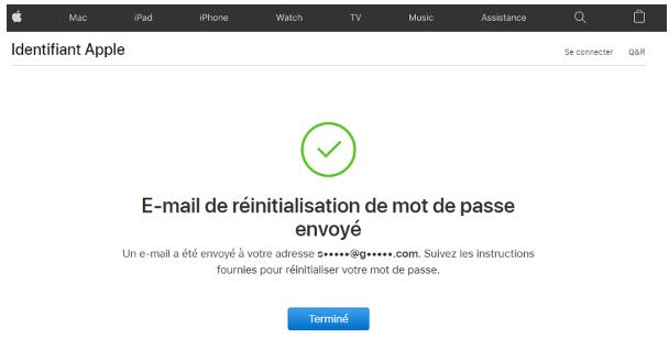 Choisissez l'option Terminé ou trouver l identifiant apple