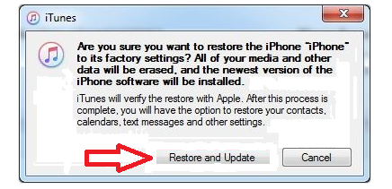 Cliquez sur restaurer et mettre à jour