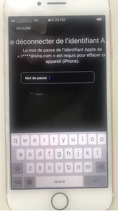 saisir le mot de passe de votre identifiant Apple