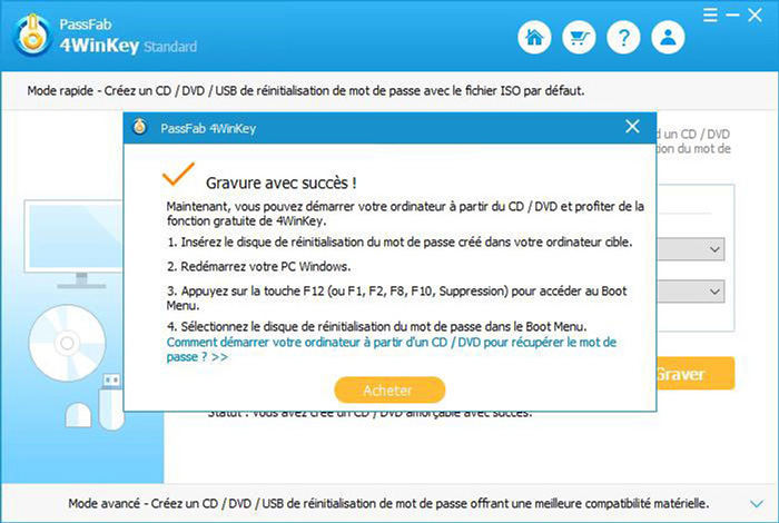 cd grave avec succès