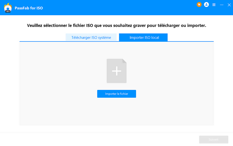 cliquez sur importer le fichier pour importer votre fichier iso