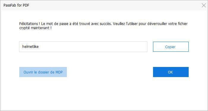 Mot de passe trouvé par PassFab for PDF