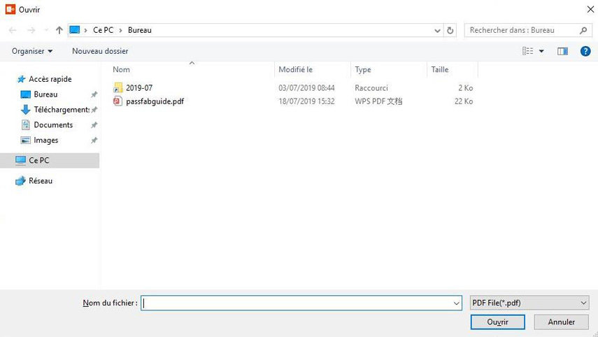 importer fichier pdf