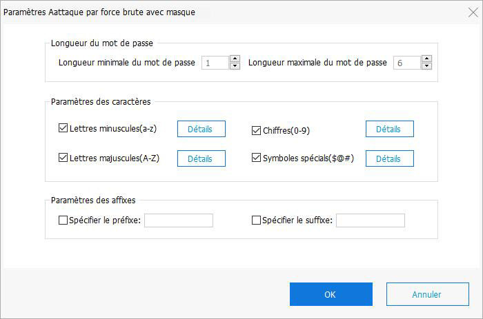 paramètres attaque masque