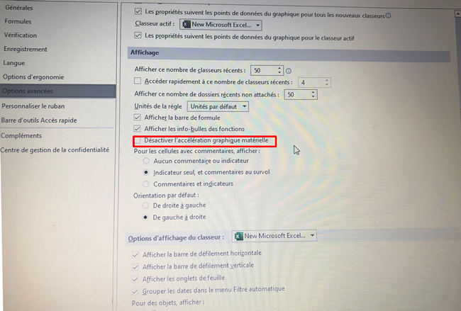 desactiver acceleration