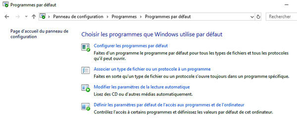 programme par defaut