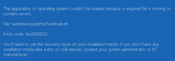 code erreur 0xc0000225