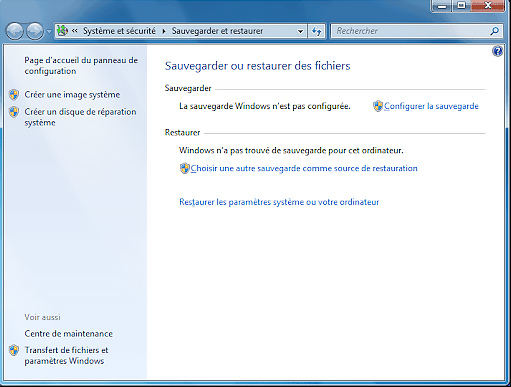sauvegarder restaurer win 7