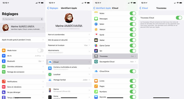 activer le trousseau icloud