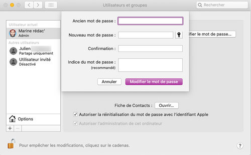 trousseau mot de passe sur Mac