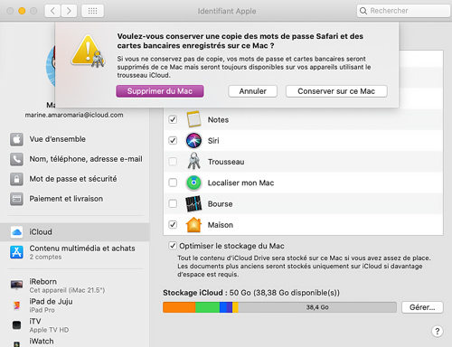 mot de passe trousseau Mac oublié
