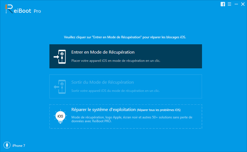 passer en mode de reparation