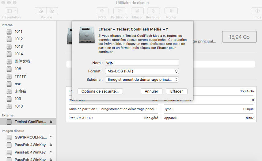 installer windows 7 sur mac avec clé usb