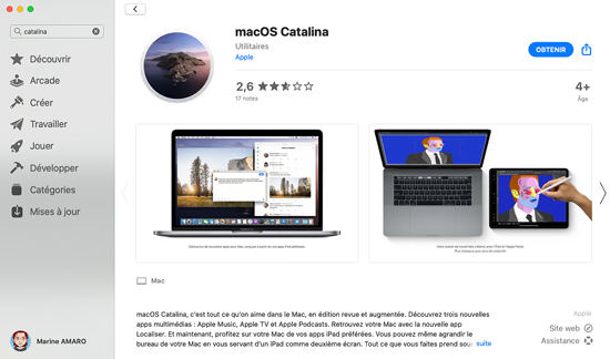 macOS Catalina sur l’App Store