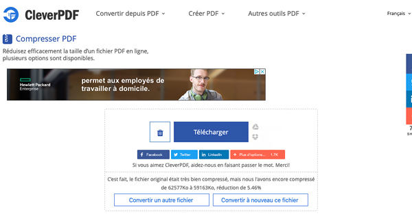 Compresser un fichier PDF avec CleverPDF